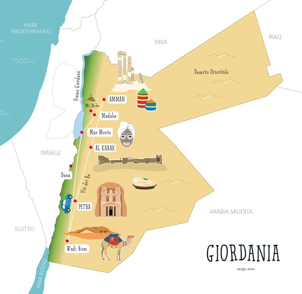 mappa illustrata giordania